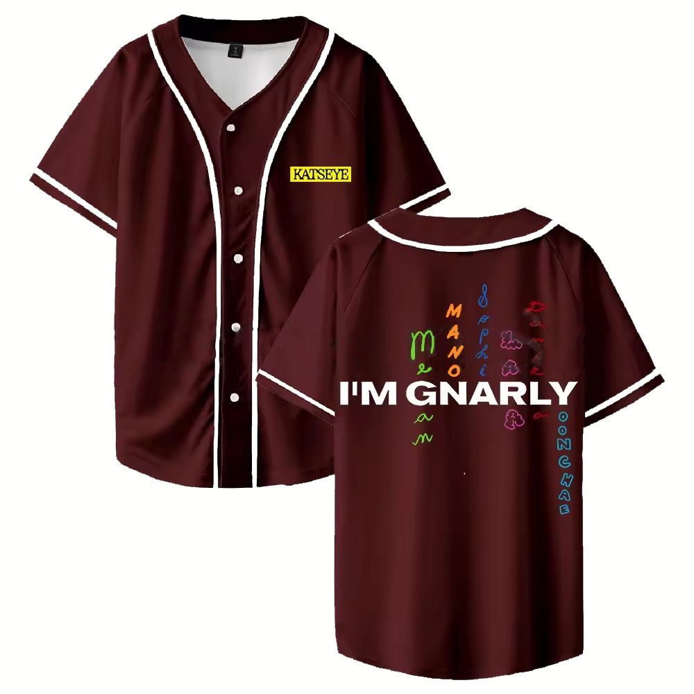 Kpop Katseye Gnarly Baseball Jersey 2025 Beautiful Chaos Album Short Sleeve Button-up Shirts, Custom Color - Image 5