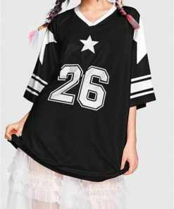 Women's Jersey Shirts Y2K Graphic Tees Streetwear Cute Football Jerseys Oversized T-Shirt Tops
