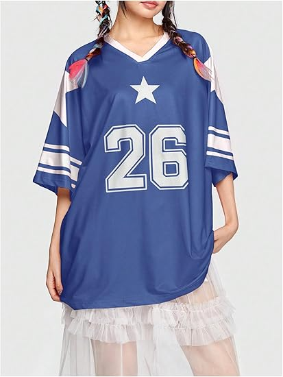 Women's Jersey Shirts Y2K Graphic Tees Streetwear Cute Football Jerseys Oversized T-Shirt Tops - Image 4
