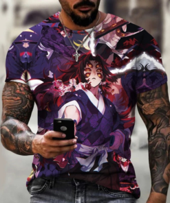 Demon Slayer Anime T Shirt 3D- Anime Manga Washed , Kokushibou T Shirt