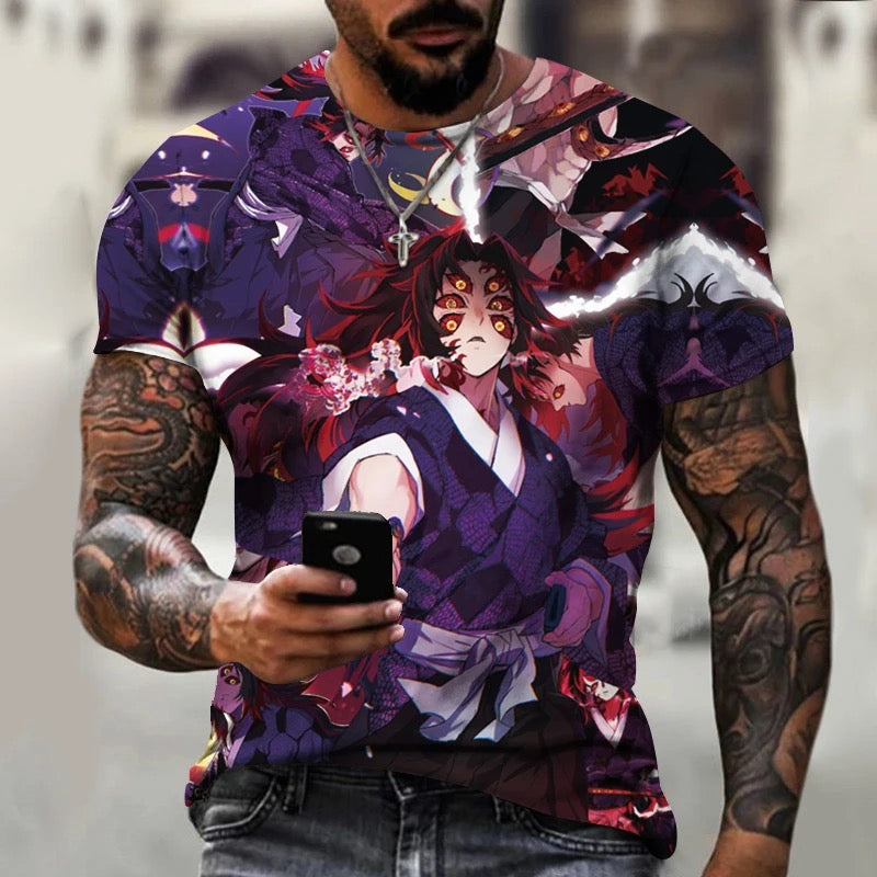 Demon Slayer Anime T Shirt 3D- Anime Manga Washed , Kokushibou T Shirt
