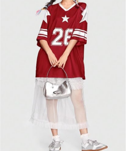 Alternative view of Women's Jersey Shirts Y2K Graphic Tees Streetwear Cute Football Jerseys Oversized T-Shirt Tops