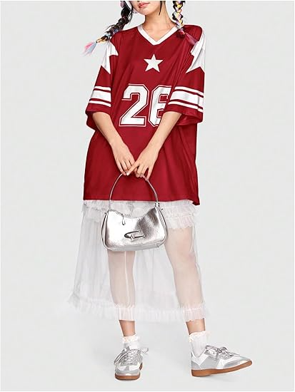 Women's Jersey Shirts Y2K Graphic Tees Streetwear Cute Football Jerseys Oversized T-Shirt Tops - Image 2