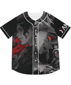 Alternative view of Down with my Demons Baseball Jersey, DemonSlayer Anime Jersey