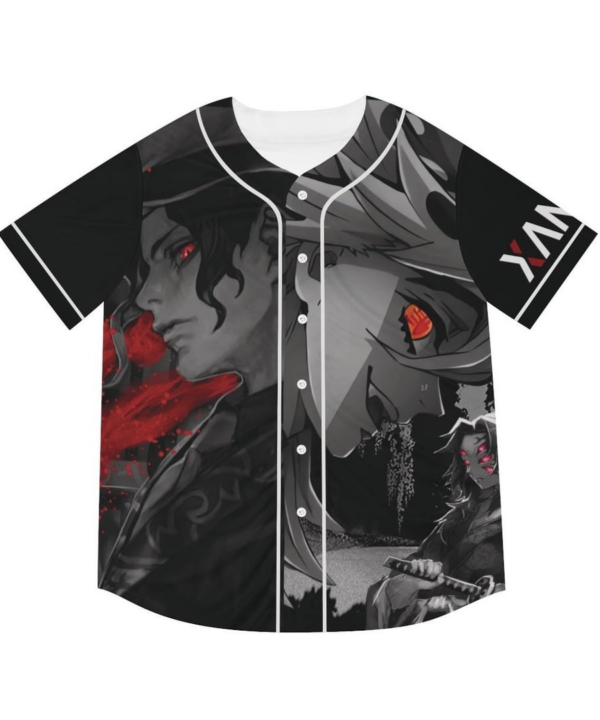 Alternative view of Down with my Demons Baseball Jersey, DemonSlayer Anime Jersey