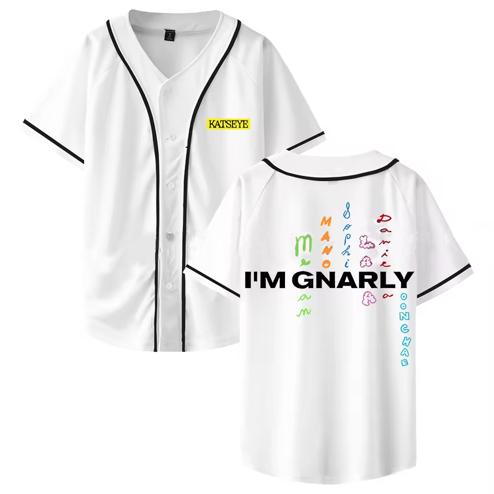 Kpop Katseye Gnarly Baseball Jersey 2025 Beautiful Chaos Album Short Sleeve Button-up Shirts, Custom Color - Image 3