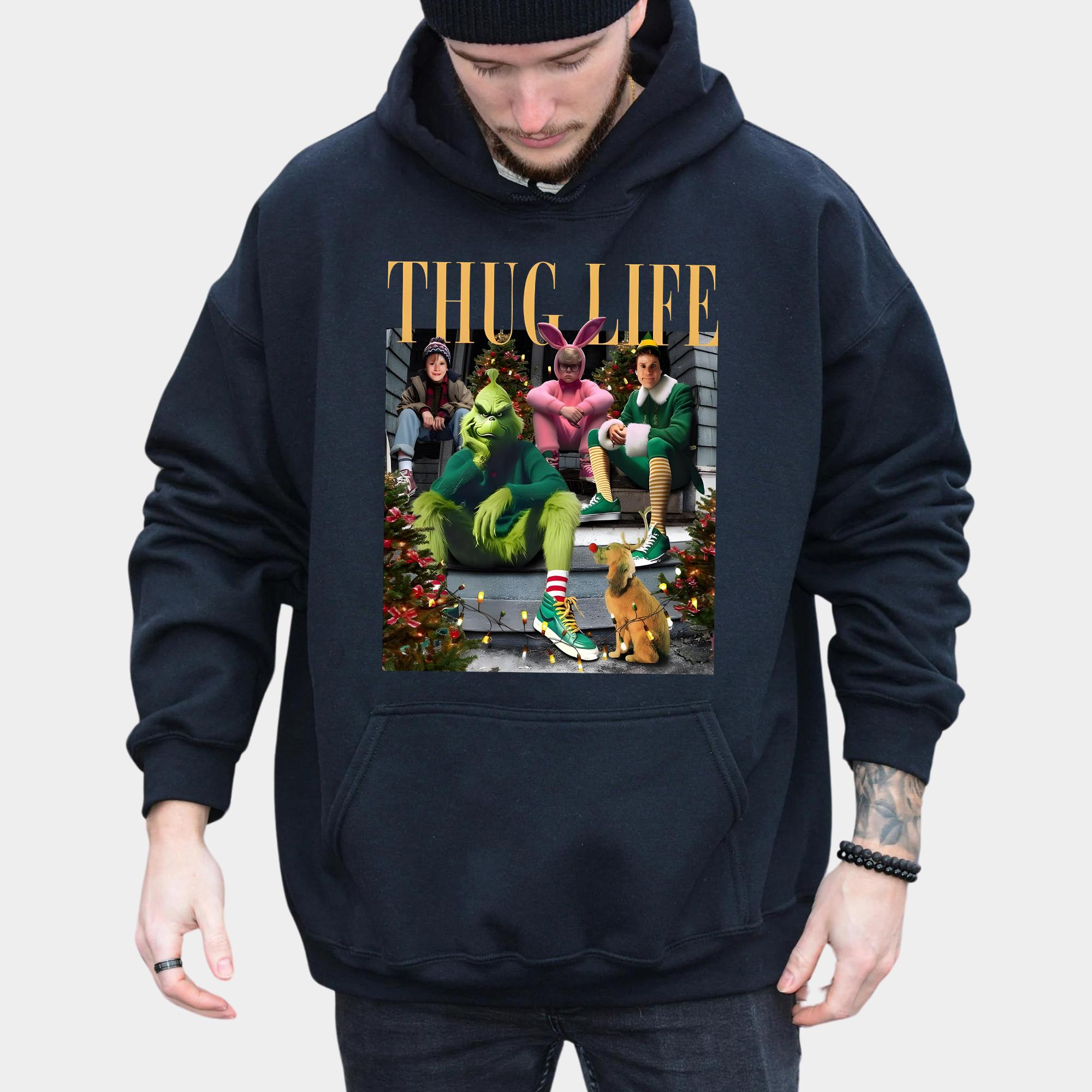 Thug Life Christmas Hoodie, Christmas Movie Shirt, Christmas Friends Shirt, Xmas Gifts, Holiday Crewneck, Graphic Cotton Tee, Daily Menswear