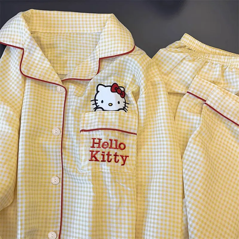 New Anime Sanrio Short Pajamas Hello Kitty Kuromi Kawaii Cartoon Loose Sleepwear Pajamas Sets Short Clothes Girl Birthday Gifts - Image 3