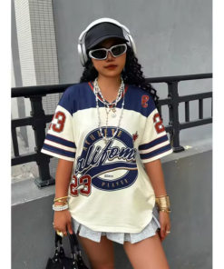 Alternative view of California 23 Printed Letter Jersey Women'S T-Shirt V-Neck Loose Short Sleeved Personalized Fashionable Casual Half Sleeved Top