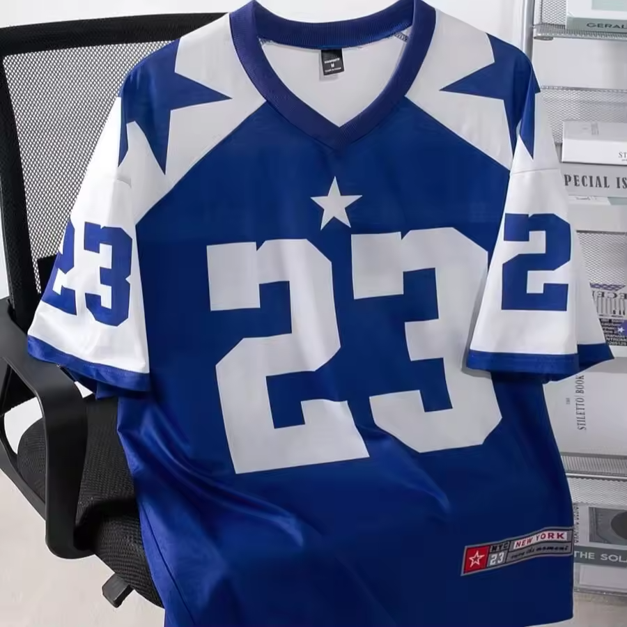 Manfinity Men's Jersey Casual Contrast Color Splicing Numeral Graphic Print Short Sleeve Athletic Quick-Drying Street T-Shirt - Image 4