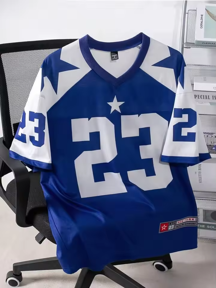 Manfinity Men's Jersey Casual Contrast Color Splicing Numeral Graphic Print Short Sleeve Athletic Quick-Drying Street T-Shirt