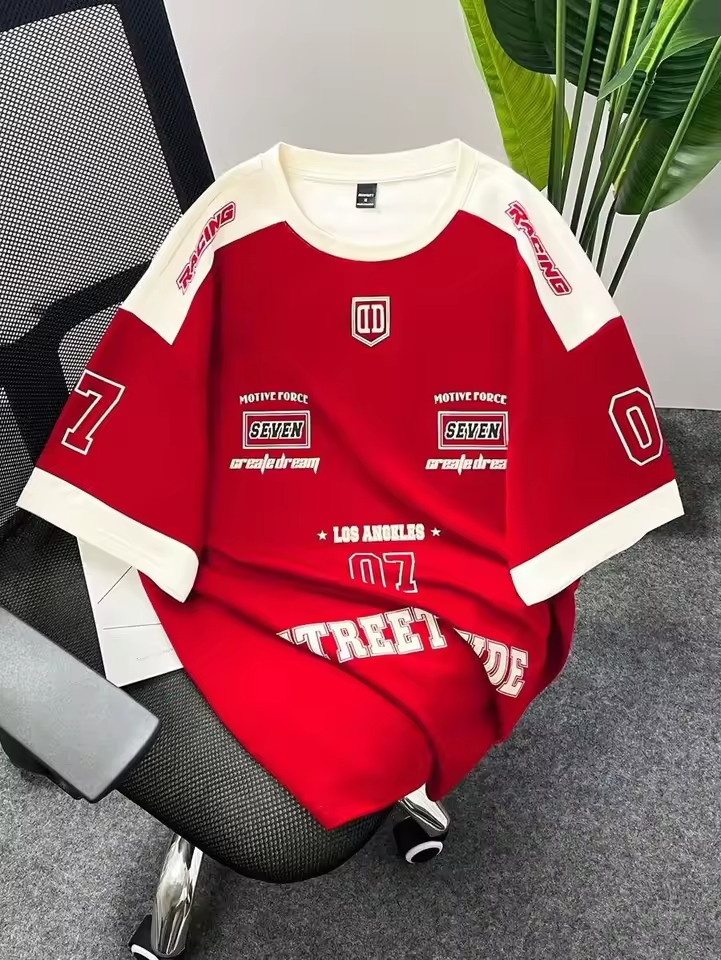 Manfinity Men's Jersey Casual Contrast Color Splicing Numeral Graphic Print Short Sleeve Athletic Quick-Drying Street T-Shirt - Image 3