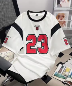 Alternative view of Manfinity Men's Jersey Casual Contrast Color Splicing Numeral Graphic Print Short Sleeve Athletic Quick-Drying Street T-Shirt