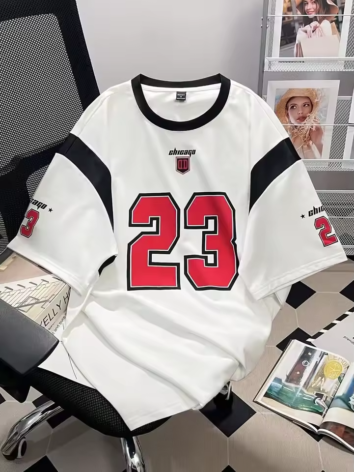 Manfinity Men's Jersey Casual Contrast Color Splicing Numeral Graphic Print Short Sleeve Athletic Quick-Drying Street T-Shirt - Image 2