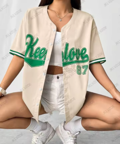Alternative view of 2025 Summer New Retro Patchwork Letter Printed Blouse Women Streetwear Baseball Shirt Hip Hop Short Sleeve Button Up Tops
