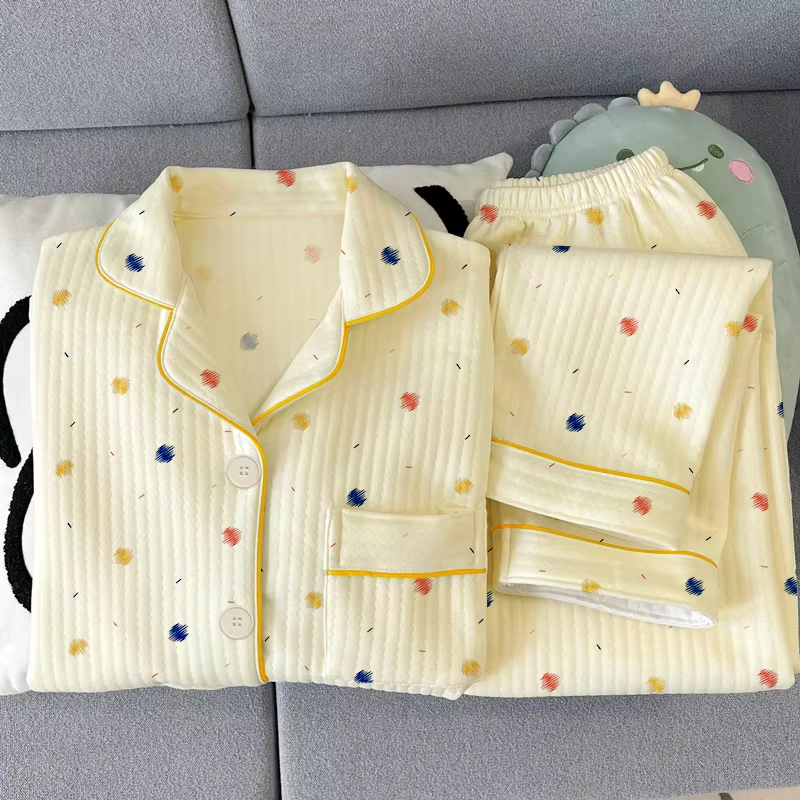 Women Spring Autumn Pajamas Set Korean Sleepwear Long Sleeve Lapel Cute Cartoon Bear Homewear Female Casual Loose Loungewear - Image 6