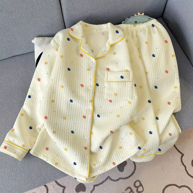 Women Spring Autumn Pajamas Set Korean Sleepwear Long Sleeve Lapel Cute Cartoon Bear Homewear Female Casual Loose Loungewear - Image 3