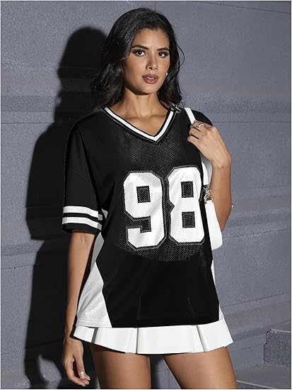 Women's Jersey Shirts for Women Graphic Number Shirt Soccer Jersey Summer Oversized T Shirts Tops - Image 9