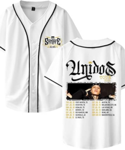 Alternative view of Santa Fe Klan Unidos Tour 2025 Merch Baseball Jersey V-Neck Shirt Women Men Short Sleeve Streetwear Clothes