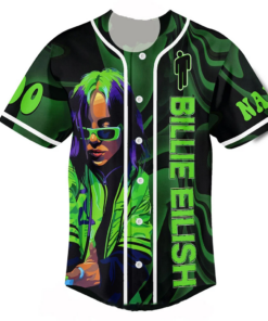 Alternative view of Billie Eilish Customized Baseball Jersey: Hit Me Hard And Soft