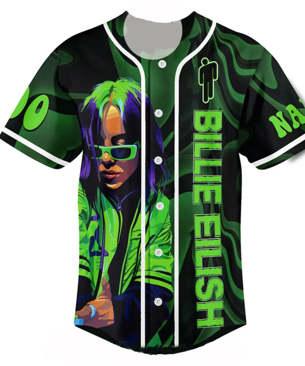 Alternative view of Billie Eilish Customized Baseball Jersey: Hit Me Hard And Soft