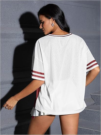 Women's Jersey Shirts for Women Graphic Number Shirt Soccer Jersey Summer Oversized T Shirts Tops - Image 5