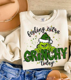 Feeling Extra Grienchy Today Christmas Sweatshirt, Funny Griench Sweatshirt, Griench Sweatshirt, Christmas Sweatshirts, Christmas Gift, Full Color, Tee Print