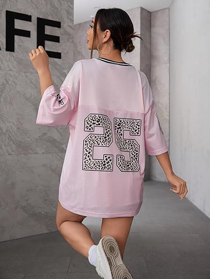 Jersey Shirts for Women Y2k Oversized Graphic Tees V Neck Half Sleeve Cute Soccer Streetwear Tops - Image 16