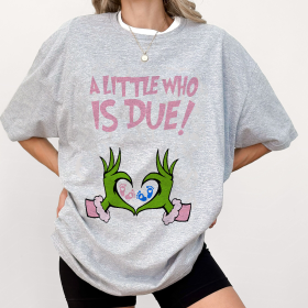 Christmas Pregnancy Reveal Grinch Sweatshirt, A Little Who Is Due Shirt, Christmas Holiday Maternity Sweatshirt, Christmas Pregnant Shirt, Winter Pregnancy Announcement Sweater, Baby Reveal Xmas Party Shirt - Image 5