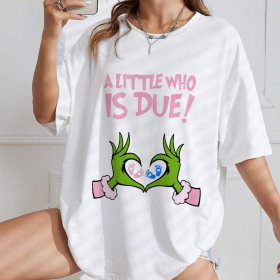 Christmas Pregnancy Reveal Grinch Sweatshirt, A Little Who Is Due Shirt, Christmas Holiday Maternity Sweatshirt, Christmas Pregnant Shirt, Winter Pregnancy Announcement Sweater, Baby Reveal Xmas Party Shirt - Image 4