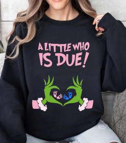 Alternative view of Christmas Pregnancy Reveal Grinch Sweatshirt, A Little Who Is Due Shirt, Christmas Holiday Maternity Sweatshirt, Christmas Pregnant Shirt, Winter Pregnancy Announcement Sweater, Baby Reveal Xmas Party Shirt