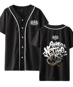 Santa Fe Klan Jersey Blanco y Negro US Tour Unisex Casual Short Sleeve Shirt Baseball Jersey