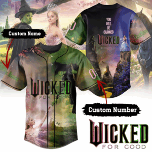Custom Wicked Baseball Jersey, Elphaba And Glinda Jersey Shirt, Musical Gifts For Wicked Fans, Wicked Merch Shirt, Green Witch Shirt