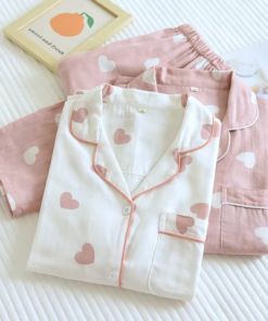 New Spring and Autumn Pajama Set Women's 100% Cotton Long Sleeve Pants Two Piece Love Lovely Sweet Home Furnishing Set