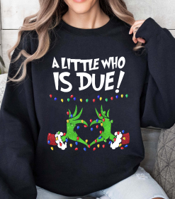 Alternative view of Grinchmas Pregnancy Announcement sweatshirt, Christmas Maternity, Christmas Pregnancy shirt, A little who is due sweatshirt, Baby Reveal
