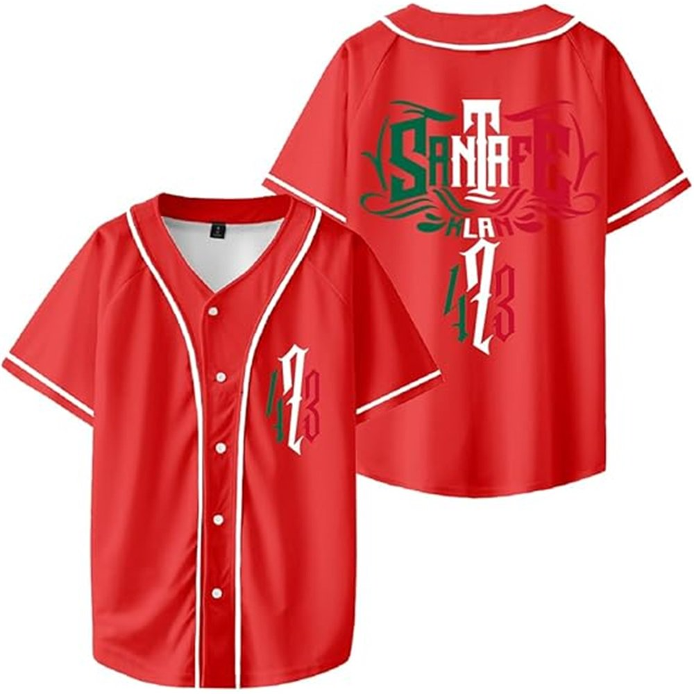 Santa Fe Klan 473 Tour Merch Baseball Jersey V-Neck Fashion Casul Streetwear Hip Hop Tops - Image 5