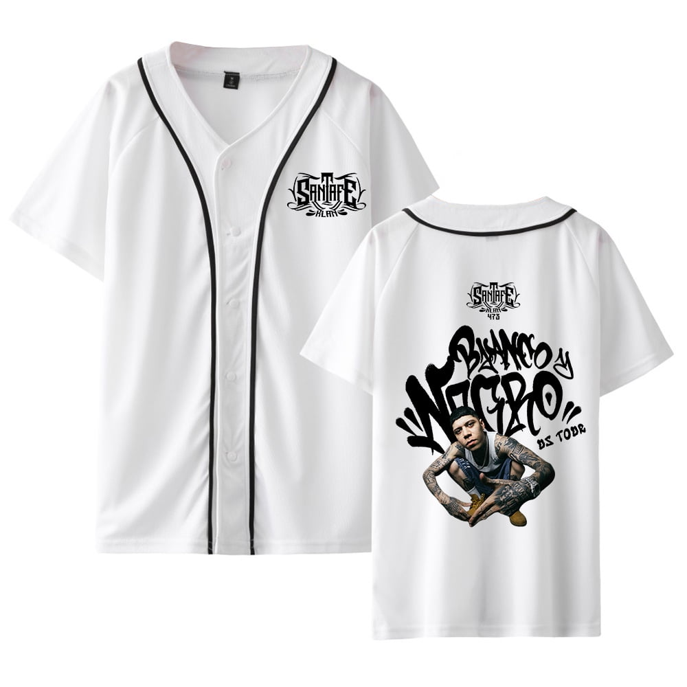 Santa Fe Klan Jersey Blanco y Negro US Tour Unisex Casual Short Sleeve Shirt Baseball Jersey - Image 3