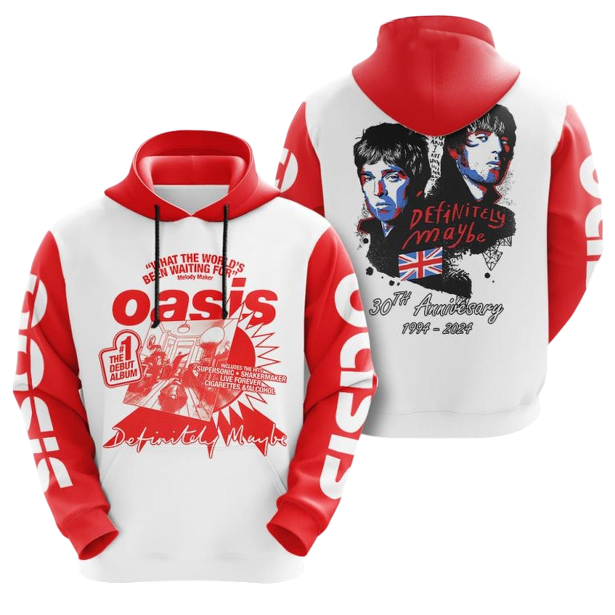 Custom Color Oasis The First Debut Album 30th Anniversary 1994-2024 Hoodie T-Shirt - Image 2