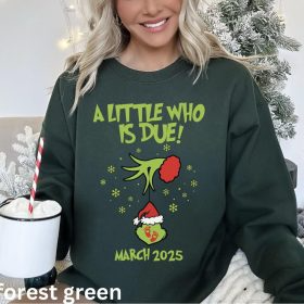 A little who is due Couples Grincmas Pregnancy Announcement sweatshirt,Christmas Maternity shirt,Christmas Pregnancy,Matching shirts - Image 5