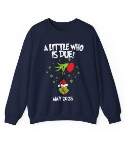 Alternative view of A little who is due Couples Grincmas Pregnancy Announcement sweatshirt,Christmas Maternity shirt,Christmas Pregnancy,Matching shirts