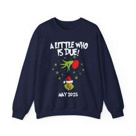 A little who is due Couples Grincmas Pregnancy Announcement sweatshirt,Christmas Maternity shirt,Christmas Pregnancy,Matching shirts - Image 2