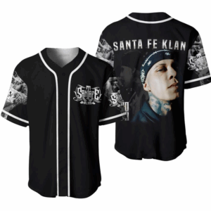 Santa Fe Klan 3D All Over Print Baseball Jersey The Blanco y Negro Tour 2025 Black Thin Jersey Sport Clothing Trendy Summer Outfits Gift For fan