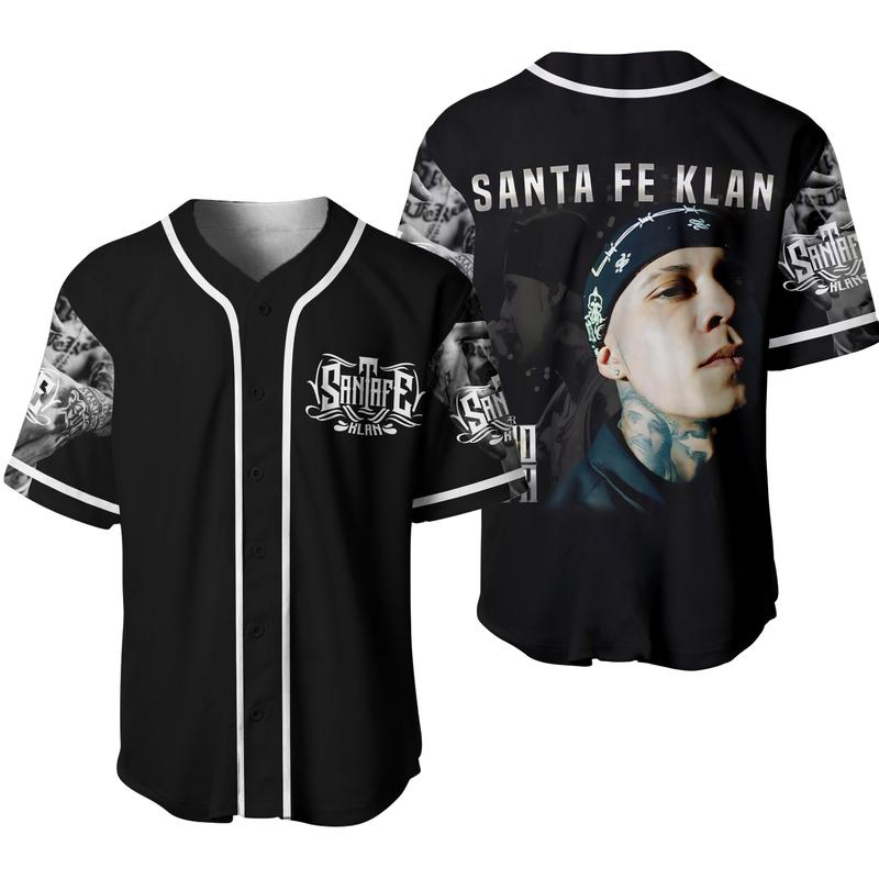 Santa Fe Klan 3D All Over Print Baseball Jersey The Blanco y Negro Tour 2025 Black Thin Jersey Sport Clothing Trendy Summer Outfits Gift For fan