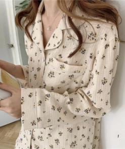 Alternative view of Cotton Sleepwear Print Pajama Sets Women Autumn Long Sleeve Trouser Kawaii Clothes Nightwear Korean Homewear Buttons Girl Pajama