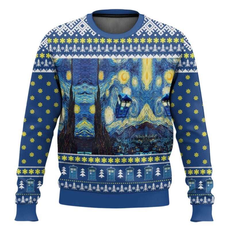 Dr Who Van Gogh Starry Night Ugly Christmas Sweater