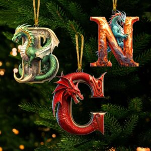 Dragon Hanging Ornament - Custom Alphabet Letter Christmas 04HUTN041124