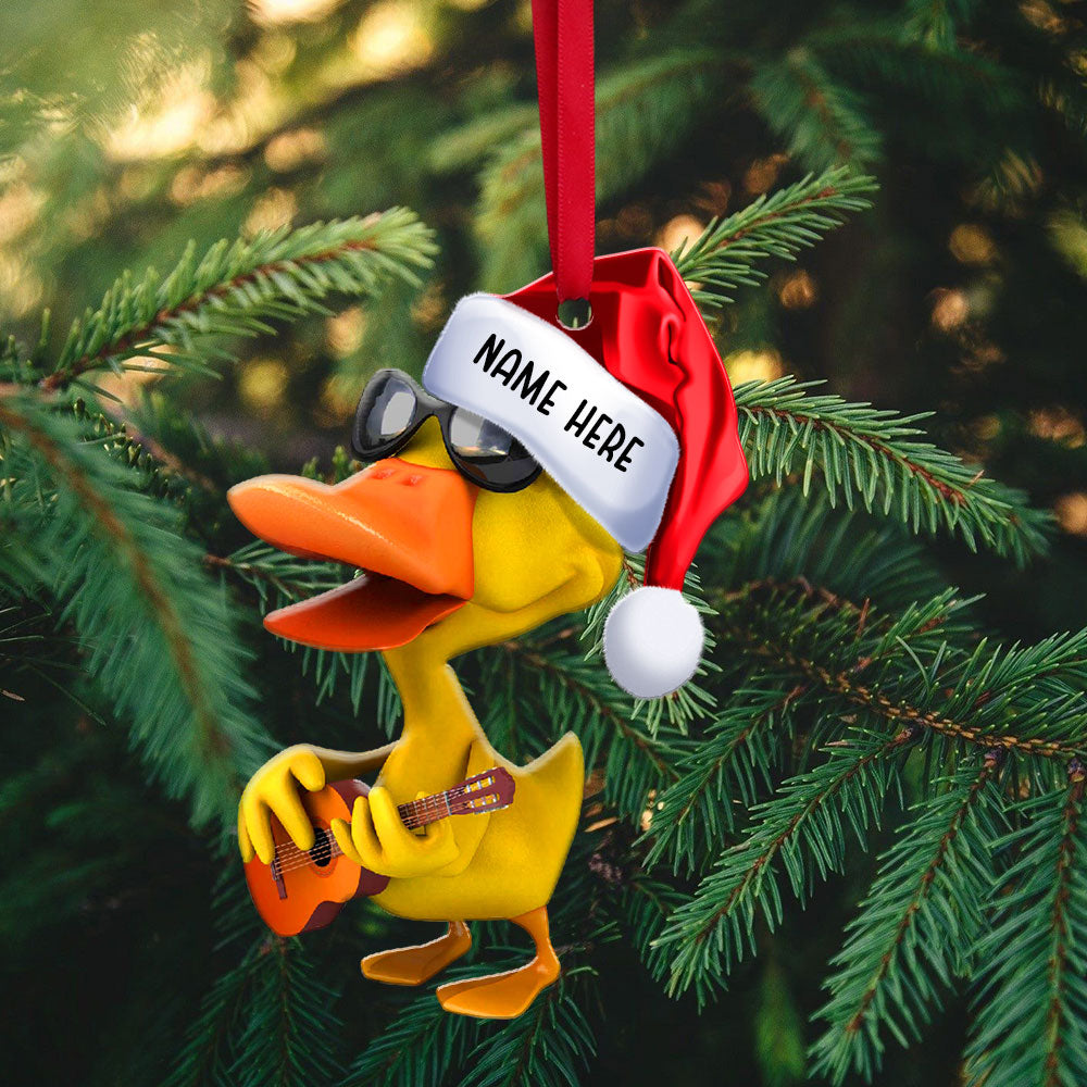 Duck Playing Guitar - Personalized Christmas Ornament - Christmas Gift For Guitar Lover - Image 3