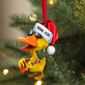 Duck Playing Guitar - Personalized Christmas Ornament - Christmas Gift For Guitar Lover