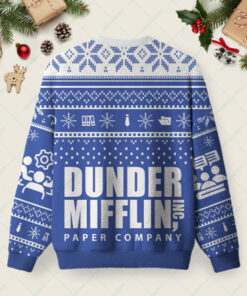 Alternative view of Dunder Mifflin Holiday Spirit Blue Ugly Christmas Fuzzy Fleece Sweatshirt