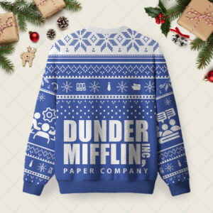 Alternative view of Dunder Mifflin Holiday Spirit Blue Ugly Christmas Fuzzy Fleece Sweatshirt